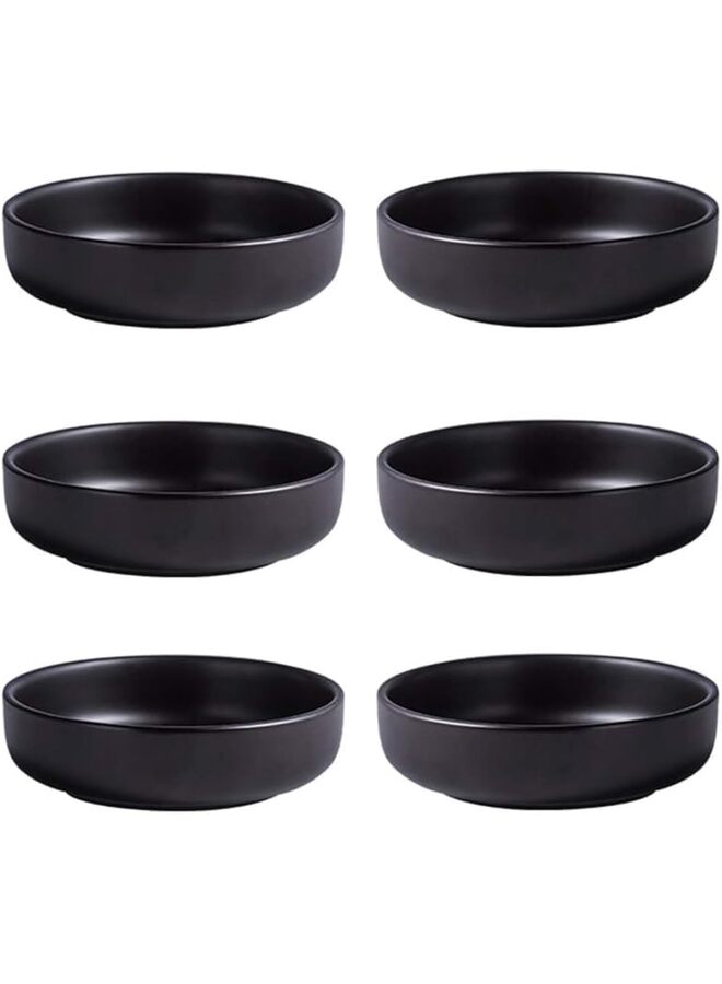 LAMAY 6pcs 3.5 Inch Simple Style Single Color Pattern Stylish Design Multipurpose Porcelain Side Dish Bowl Seasoning Dishes Soy Dipping Sauce Dishes (Size : BLACK) - Image 1