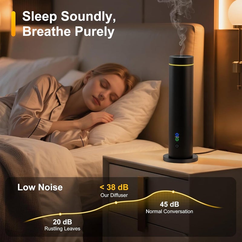 Maromalife Waterless Essential Oil Diffuser with Remote Control and 6 Premium Oils - Black - Image 3