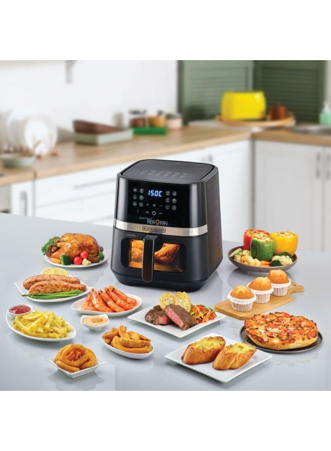 BLACK&DECKER 12-in-1 Digital Air Fryer, 1800W, 8.5L/2Kg Capacity, Rapid Hot Air Circulation for Frying, Grilling, Baking and Broiling, Brushed Matte Finish, Viewing Window - Image 3