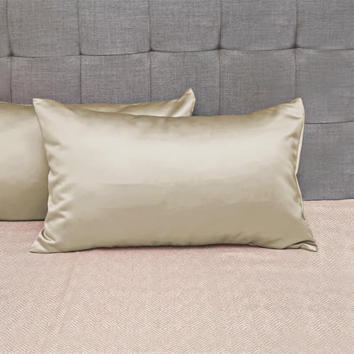 SleepyCat Satin Fabric Pillow Case with Envelope Closure - Pack of 2 | Wrinkle Free | Machine Washable, Dusk Pearl (King Size, 32x20 Inches) - Image 1