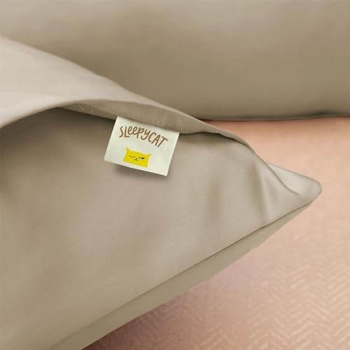 SleepyCat Satin Fabric Pillow Case with Envelope Closure - Pack of 2 | Wrinkle Free | Machine Washable, Dusk Pearl (King Size, 32x20 Inches) - Image 3