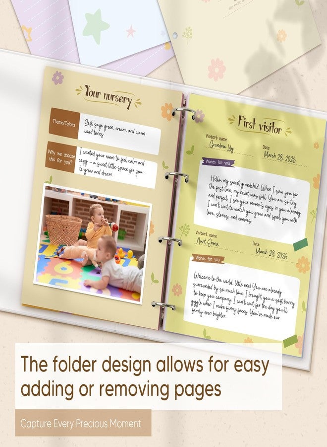 Kasfalci Pregnancy Journal for First Time Moms - LARGE-SIZED 11.5" x 13" Baby Memory Book Keepsake for Boy Girl - Timeless First 5 Year Baby Book - New Mom To Be Gift Neutral Journal Scrapbook Photo Album - Image 2