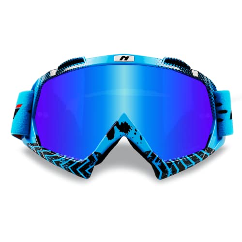 NENKI Dirt Bike Goggles for Adults Youth OTG Riding Goggles for MX ATV Motorcycle AntiFog Blue Lens UV400 Protection - Image 1