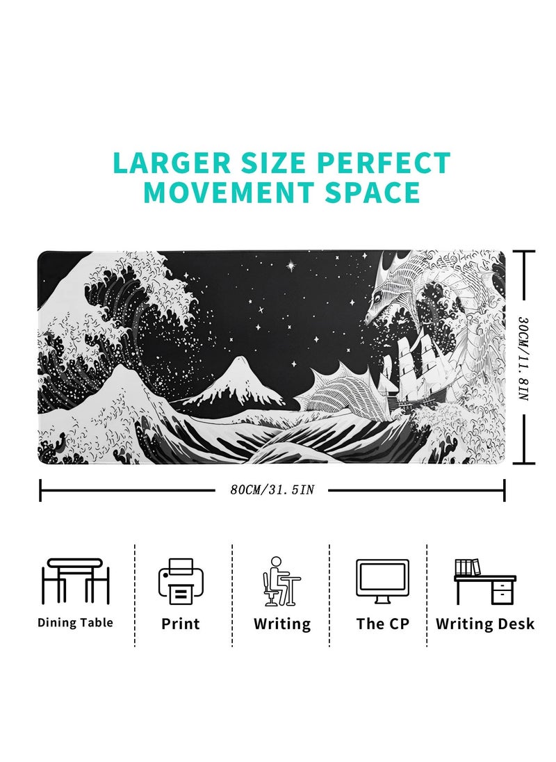 Y&D - SYOSI Extended Gaming Mouse Pad, 31.5x11.8 Inch Large Mat Desk Long Computer Keyboard Mousepad with 3mm Non-Slip Base and Stitched Edge for Work, Game, Office, Home - Image 1
