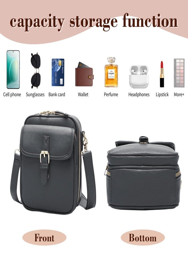 Figfey Leather Crossbody Bags for Women Travel Small Crossbody Purse Anti Theft Waterproof Bum Bag with Built in Wallet - Image 3