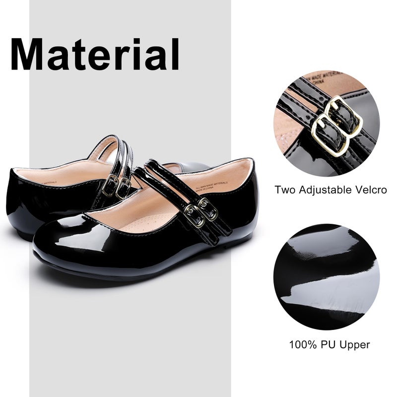 MIXIN Girls Dress Shoes Mary Jane Shoes for Girl Ballet Flats Back to School Princess Wedding Black Size 3 - Image 5
