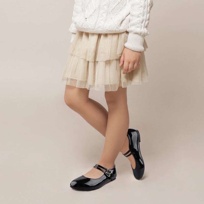MIXIN Girls Dress Shoes Mary Jane Shoes for Girl Ballet Flats Back to School Princess Wedding Black Size 3 - Image 3