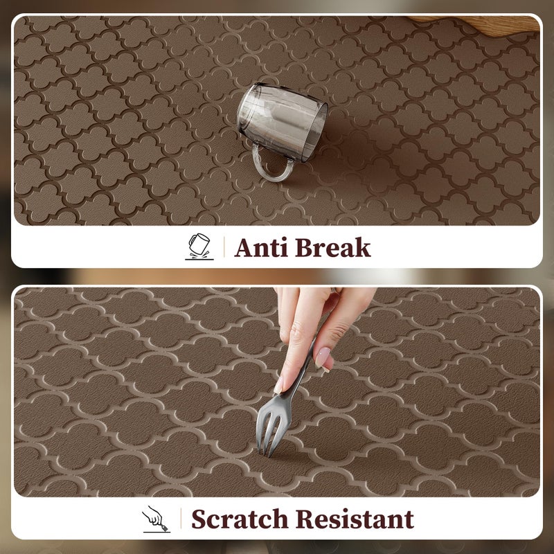 Arenarug Upgrade Scalloped Embossed Kitchen Mats for Floor 2PCS Cushioned Anti Fatigue Waterproof Foam Kitchen Rugs Non Slip Washable Comfort Standing Mat for Office Sink Laundry, Brown - Image 5