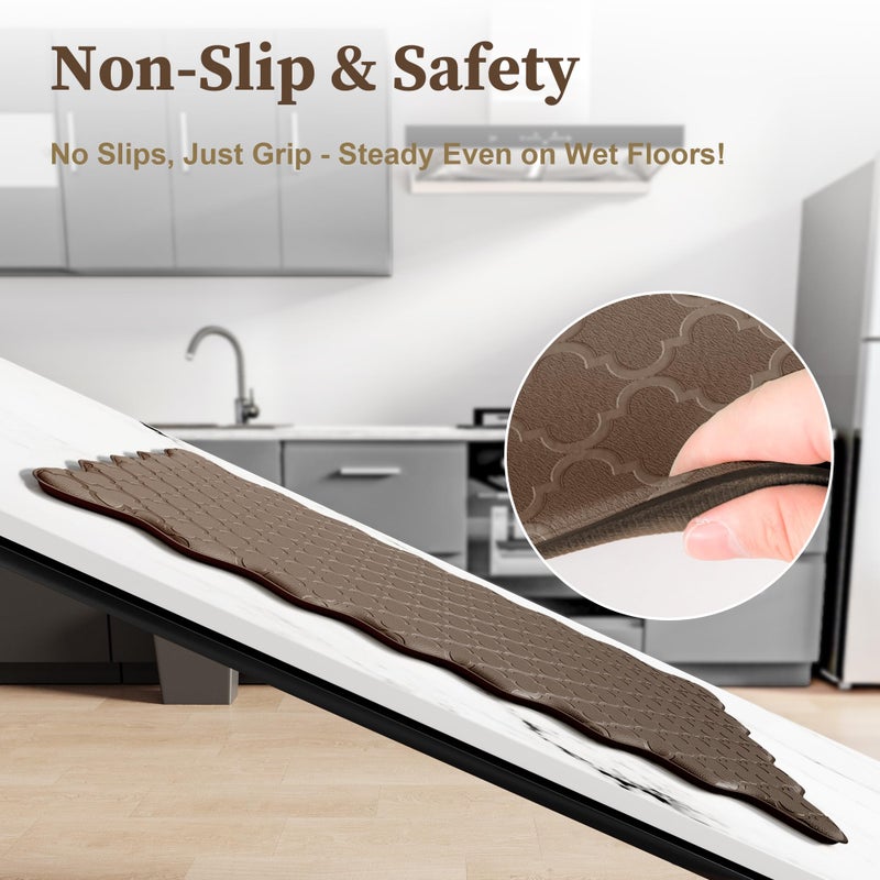 Arenarug Upgrade Scalloped Embossed Kitchen Mats for Floor 2PCS Cushioned Anti Fatigue Waterproof Foam Kitchen Rugs Non Slip Washable Comfort Standing Mat for Office Sink Laundry, Brown - Image 4