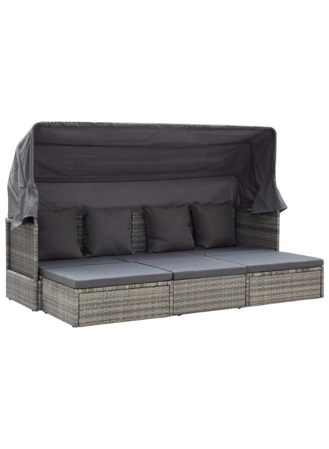 vidaxl vidaXL Garden Lounge Bed with Roof Mixed Grey Poly Rattan  - Image 1