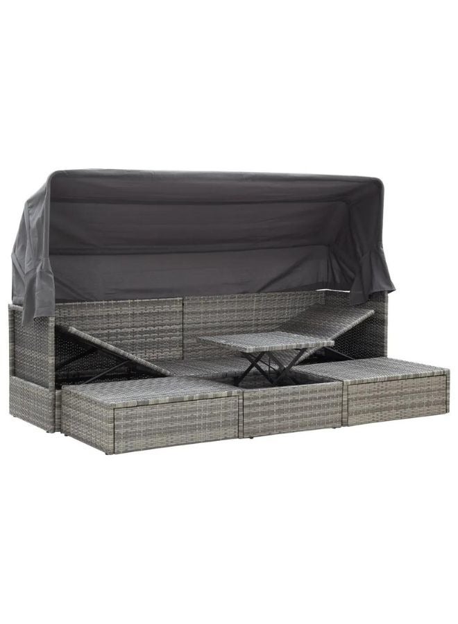 vidaxl vidaXL Garden Lounge Bed with Roof Mixed Grey Poly Rattan  - Image 2