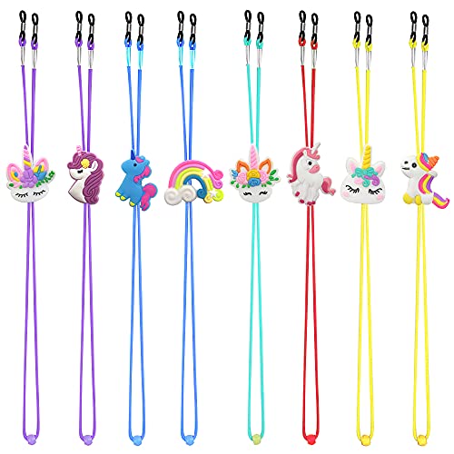 ZXSWEET 8PCS Kids Glasses Strap Unicorn Rainbow Adjuster Stretchy Eyeglass Strap for Girls Boys - Image 1