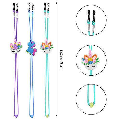 ZXSWEET 8PCS Kids Glasses Strap Unicorn Rainbow Adjuster Stretchy Eyeglass Strap for Girls Boys - Image 2