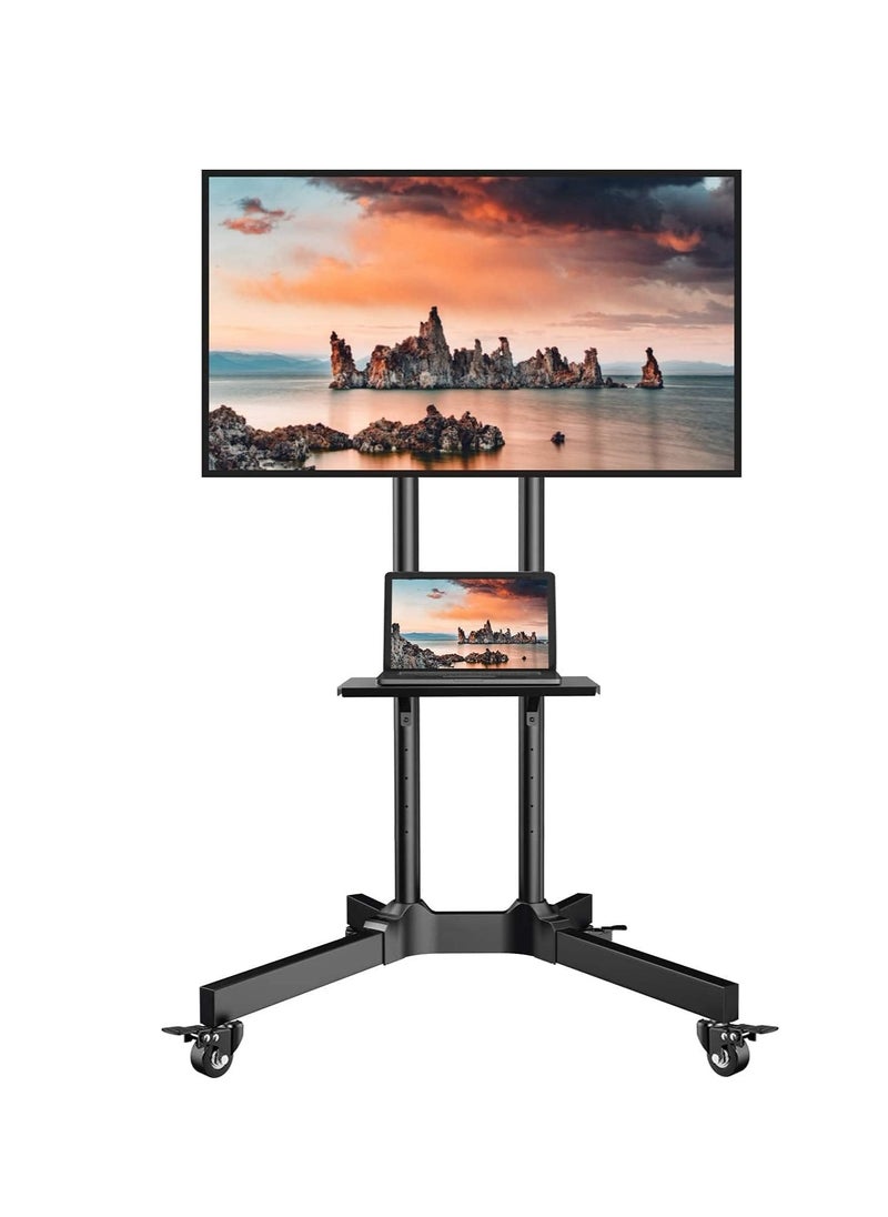 Cool Baby Rolling TV Cart with Lockable Wheels, Floor TV Stand 32-75 Inch, LED & LCD Screen TV Trolley with Supported Camera Rack & Strong Wheels Holds up to 50 Kg, VESA (600x400mm)  - Image 1