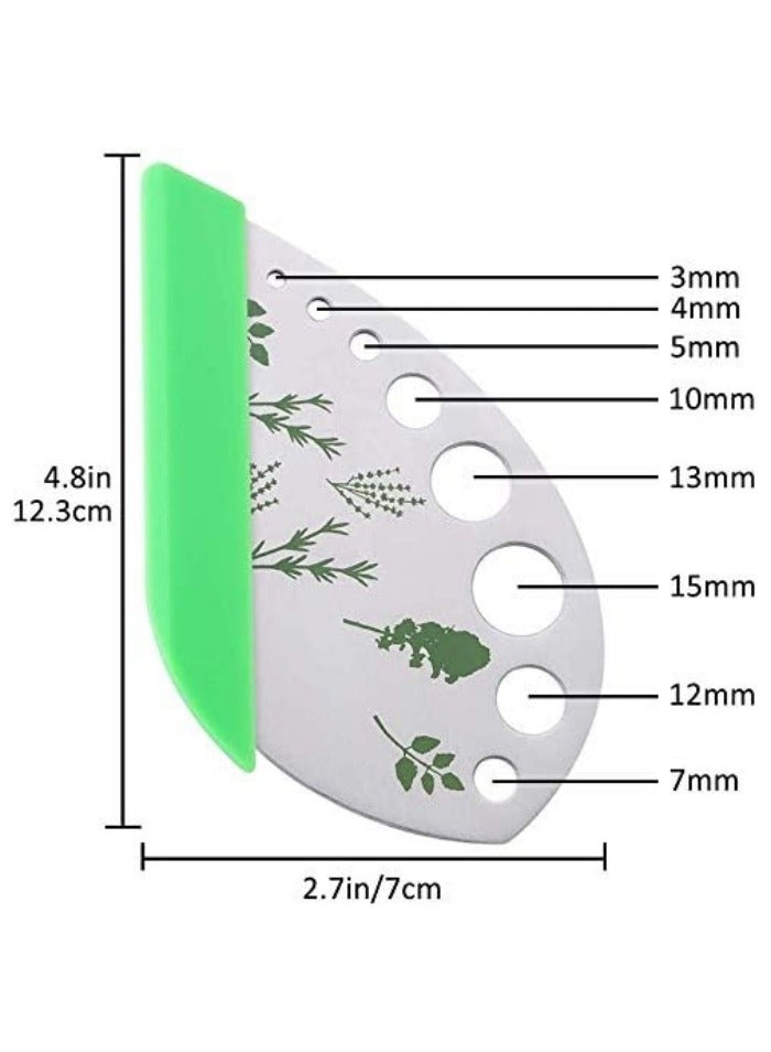 Herb Stripper, Green 9 holes Stainless Steel Kitchen Herbs Leaf Stripping Tool, Metal Herb Peeler for Kale, Collard Greens, Thyme, Basil, Rosemary Stripper