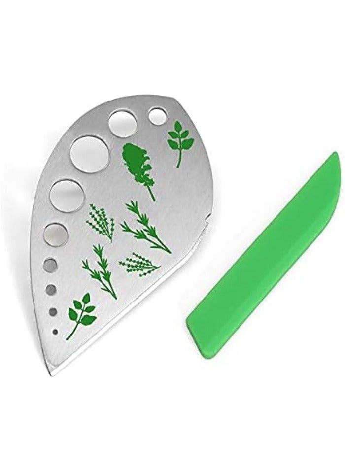 Herb Stripper, Green 9 holes Stainless Steel Kitchen Herbs Leaf Stripping Tool, Metal Herb Peeler for Kale, Collard Greens, Thyme, Basil, Rosemary Stripper
