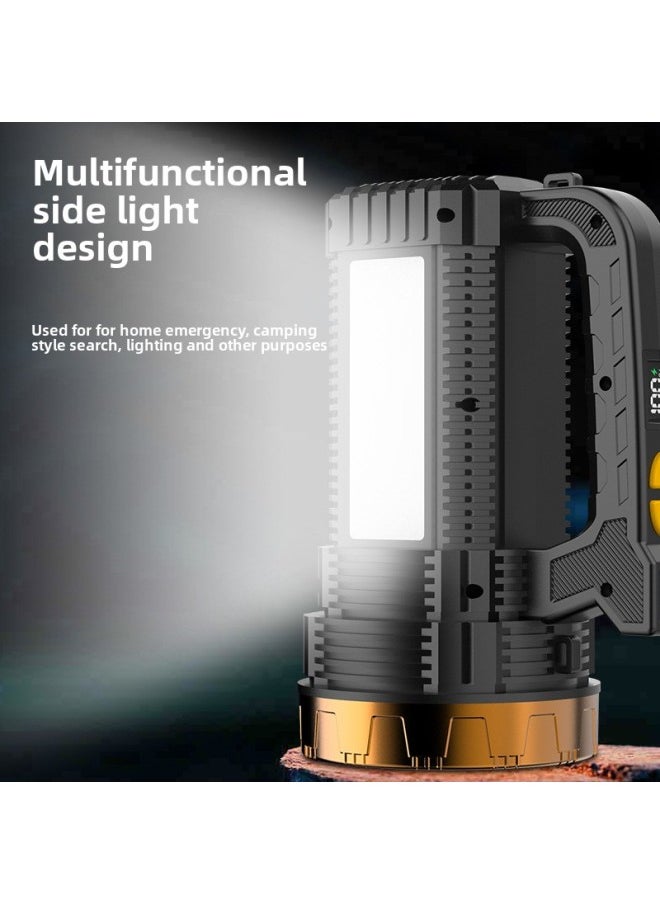 Generic - Hand-held Flashlight LCD Digital Electric Display Large Floodlight Portable Light Solar Red And Blue Warning Emergency Searchlight-Color:Sv10 Solar Digital Display Screen + Output 1*1200 Battery 96 Cups 35 Wick Black Plastic - Image 1