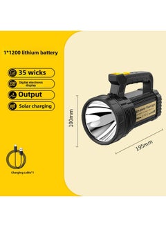 Hand-held Flashlight LCD Digital Electric Display Large Floodlight Portable Light Solar Red And Blue Warning Emergency Searchlight-Color:Sv10 Solar Digital Display Screen + Output 1*1200 Battery 96 Cups 35 Wick Black Plastic
