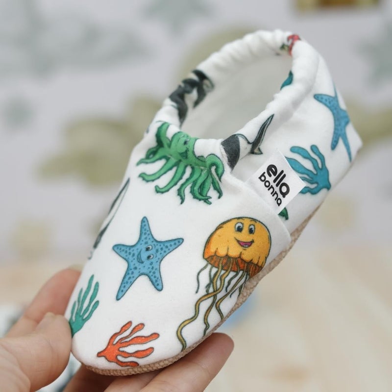 Ella Bonna Patterned Baby Booties, Non-Slip Sole, Home Nursery Shoes Slippers, Sea Animals - Image 5