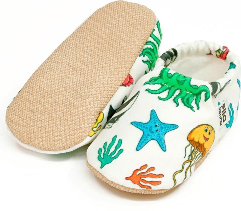 Ella Bonna Patterned Baby Booties, Non-Slip Sole, Home Nursery Shoes Slippers, Sea Animals - Image 3