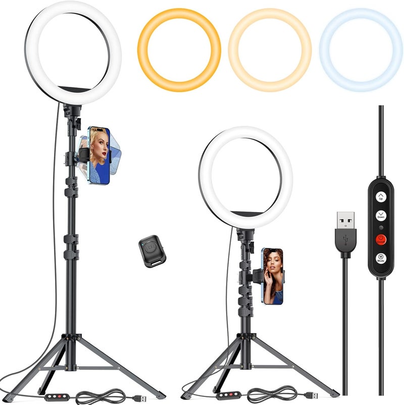 Kaiess 10.2" Selfie Ring Light with 65" Adjustable Tripod Stand & Phone Holder for Live Stream/Makeup, Upgraded Dimmable LED Ringlight for Tiktok/YouTube/Zoom Meeting/Photography - Image 1