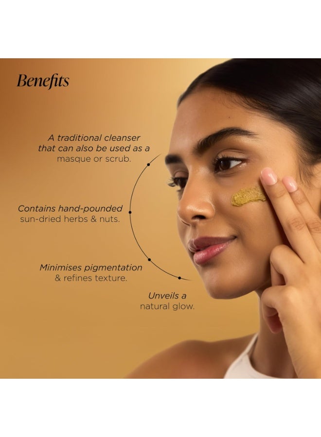 Forest Essentials Facial Ubtan Soundarya | Ayurvedic Brightening Face Scrub | Gentle Exfoliation with Turmeric, Saffron & Rose | For Glowing Skin - Image 3