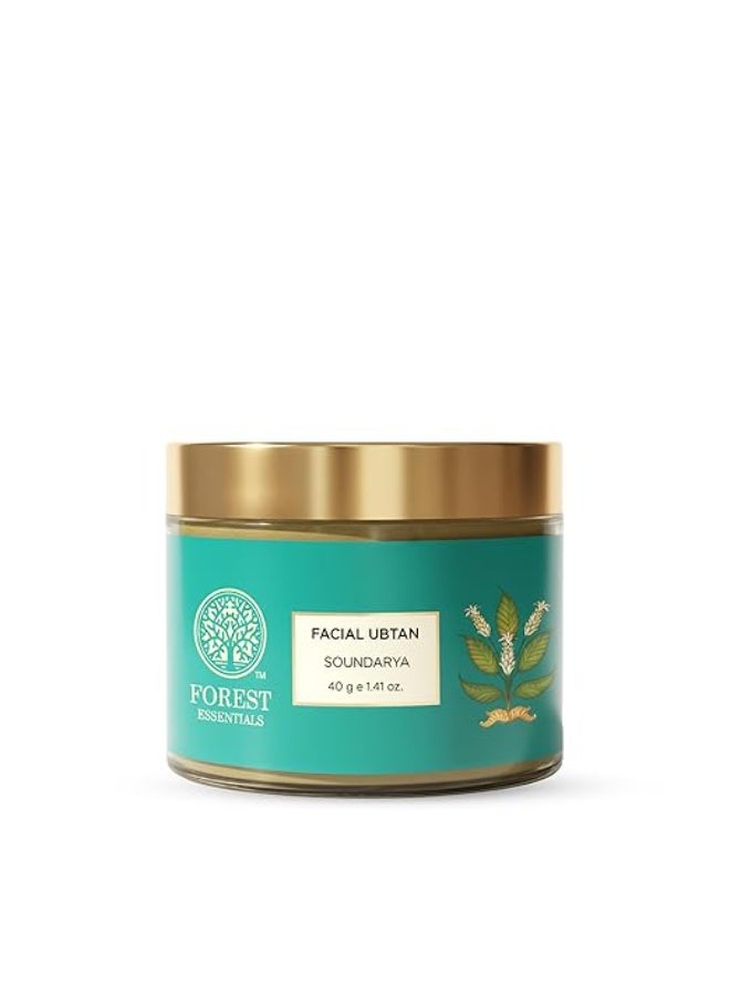 Forest Essentials Facial Ubtan Soundarya | Ayurvedic Brightening Face Scrub | Gentle Exfoliation with Turmeric, Saffron & Rose | For Glowing Skin - Image 1