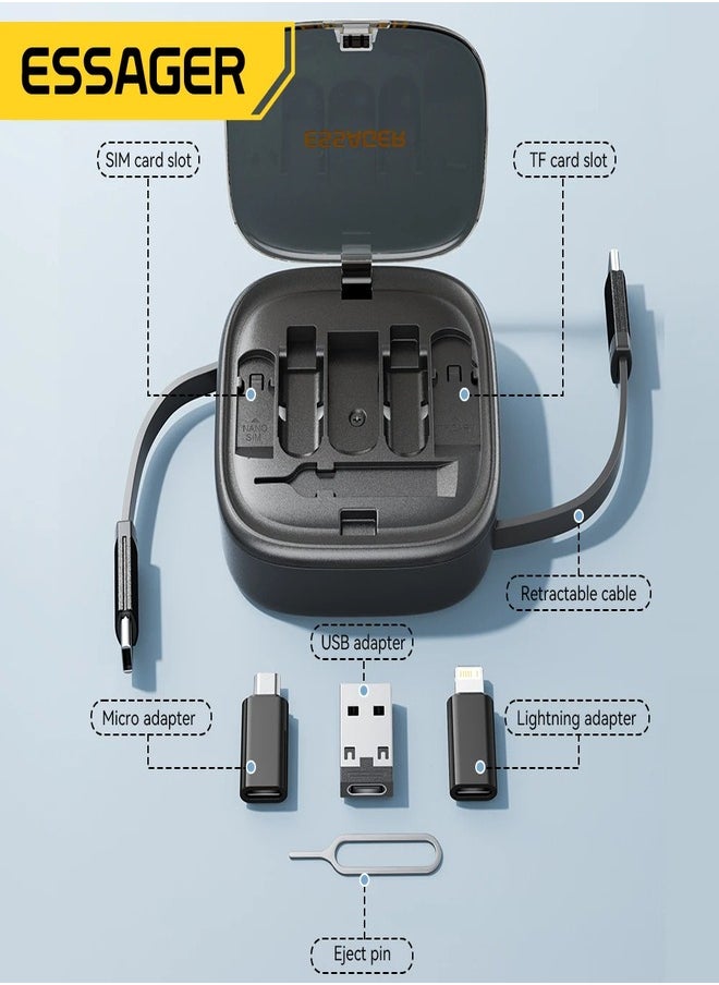 ESSAGER Essager 4 in 1 USB C To USB C Cable PD 60W Fast Charging Data Cord for iPhone Xiaomi Type C Micro, 1 meter long cable With Storage Box and a phone stand  - Image 4