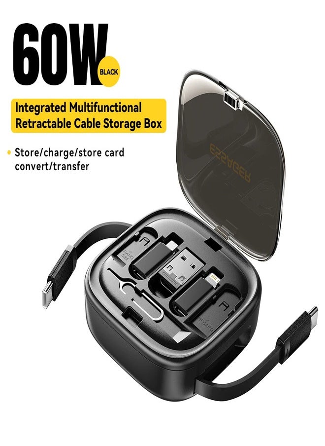 ESSAGER Essager 4 in 1 USB C To USB C Cable PD 60W Fast Charging Data Cord for iPhone Xiaomi Type C Micro, 1 meter long cable With Storage Box and a phone stand  - Image 2
