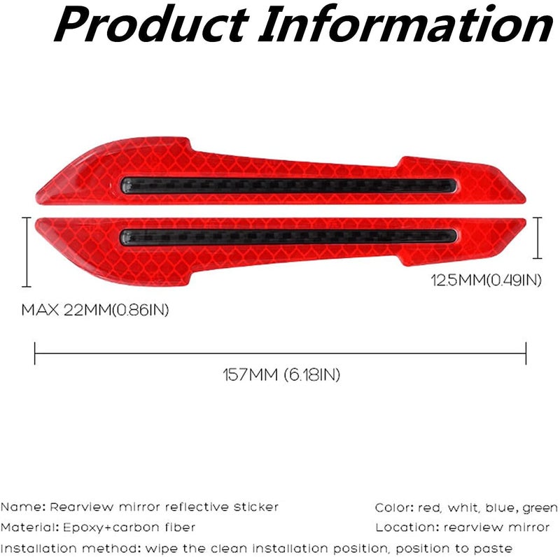 Allure Auto® 2 Pieces Reflective Car Stickers Set Rearview Mirror Reflective Warning Stickers Car Side Reflective Stickers for Car Safety (Red) for Maruti Alto 800 New - Image 2