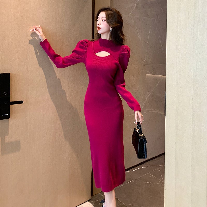 High-Quality Autumn Winter Turtleneck Sweater Dress Black - Image 3