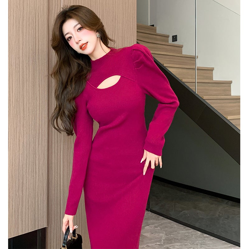 High-Quality Autumn Winter Turtleneck Sweater Dress Black - Image 5