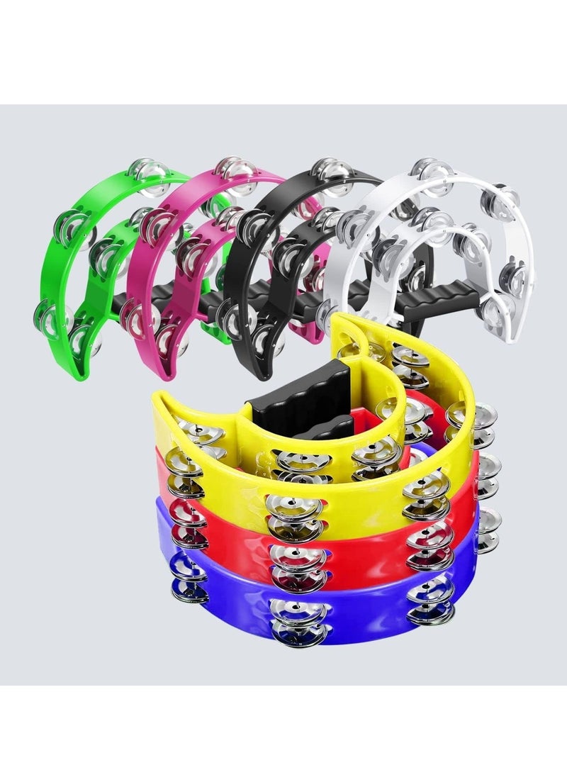Megarya Megarya Half Moon Musical Tambourine (2 Pack, Black) Double Row Metal Jingles Hand Held Percussion Drum with Ergonomic Handle Grip  - Image 5