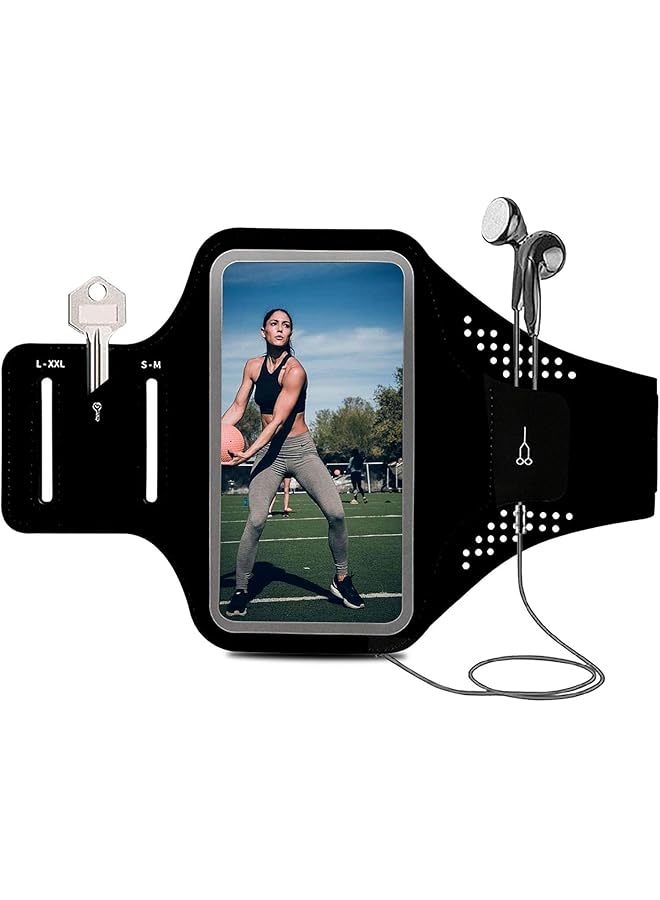 Green Tiger Running Phone Holder, Sporting Cell Phone Armband for iPhone 15/14 Pro/ 14 Pro Max, All Models up to 6.5" Phone Strap with Key pouch and Headphone slots, Running Armband for Jogging, Cycling, Hiking - Image 1