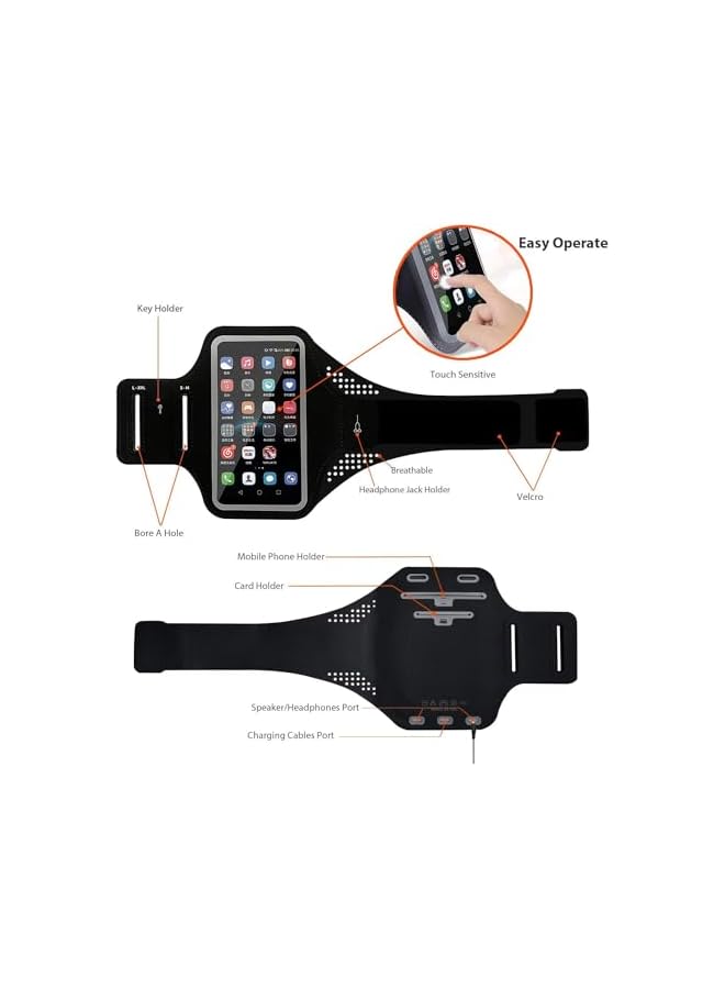 Green Tiger Running Phone Holder, Sporting Cell Phone Armband for iPhone 15/14 Pro/ 14 Pro Max, All Models up to 6.5" Phone Strap with Key pouch and Headphone slots, Running Armband for Jogging, Cycling, Hiking - Image 4