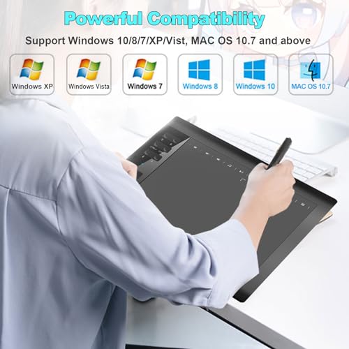 TEROW Graphics Drawing Tablet TEROW,10x6 inch Digital drawing tablet with Bracket and 8192 Levels Stylus for PC/Mac/Android 5.0 for Drawing and Online Teaching,Drawing pad drawing borard and Computer tablet - Image 2