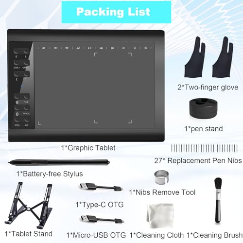 TEROW Graphics Drawing Tablet TEROW,10x6 inch Digital drawing tablet with Bracket and 8192 Levels Stylus for PC/Mac/Android 5.0 for Drawing and Online Teaching,Drawing pad drawing borard and Computer tablet - Image 5