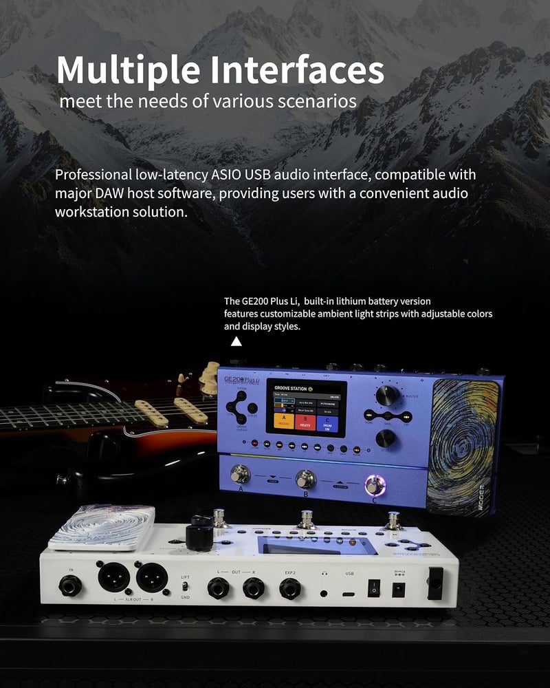 MOOER GE200 Plus Li Guitar Pedal - Intelligent Multi Effects Processor with Rechargeable Battery - Image 2