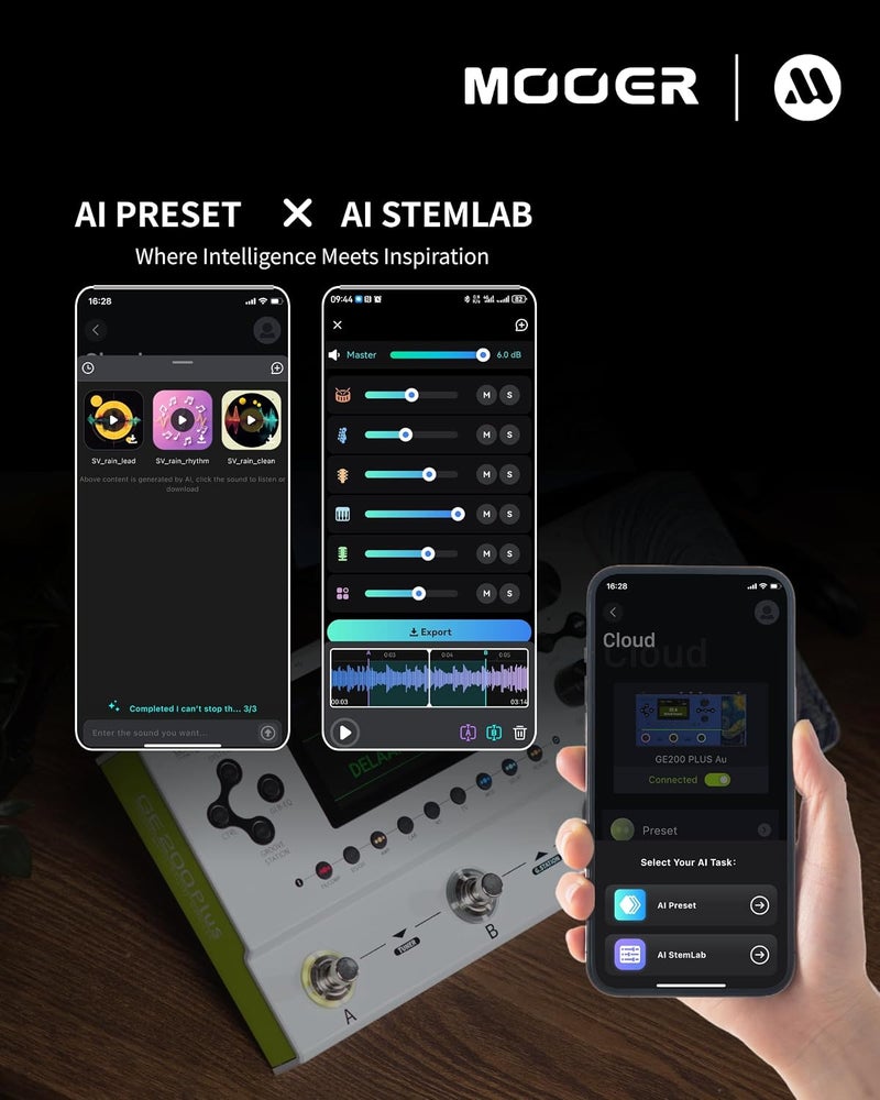 MOOER GE200 Plus Li Guitar Pedal - Intelligent Multi Effects Processor with Rechargeable Battery - Image 3