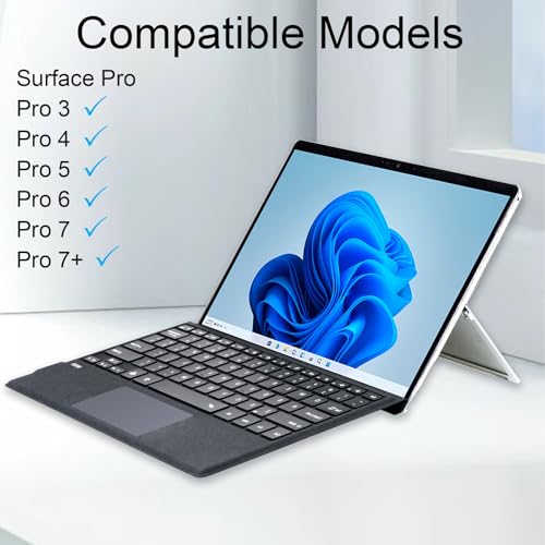 mobee Type Cover for Microsoft Surface Pro 7 76 54 3 Bluetooch Keyboard with MultiTouch Trackpad Mouse Rechargeable Battery Ultra Slim Type Case for Surface Pro Charcoal - Image 3