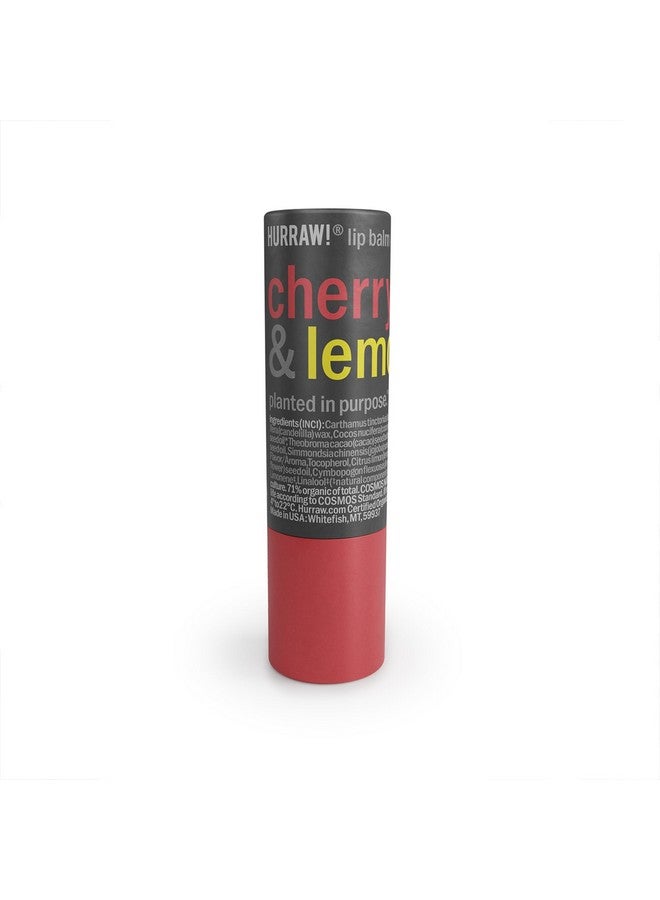 Hurraw! Cherry & Lemon Lip Balm: Plastic-Free with new cardboard push-up tube. Certified Organic, 100% Natural Origin, Vegan, and Cruelty Free. Gluten Free. Bee, Shea, Soy and Palm Free. Made in USA - Image 1
