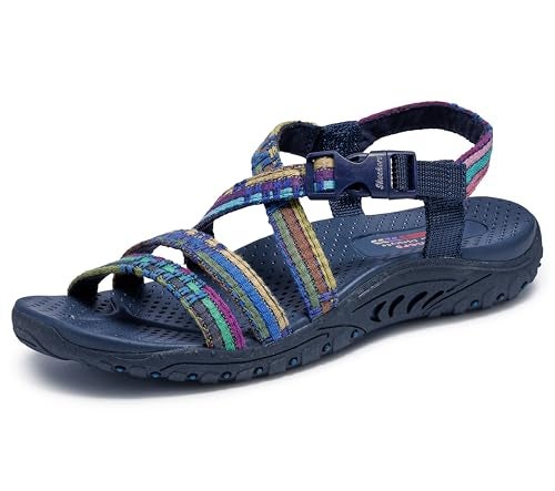 Skechers Women's Reggae-Sew Me-Boho Woven Strappy Slingback Sandal, Navy Multi, 10 - Image 5