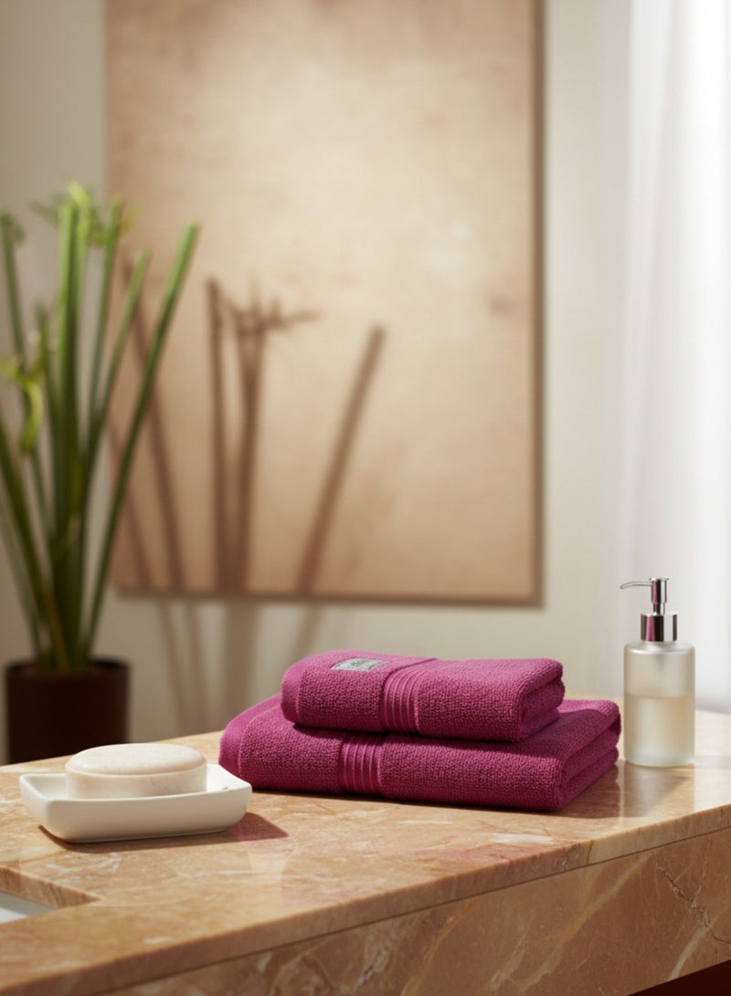 هوم إسنشالز مناشف حمام فاخرة من هوم إسينشالز بجودة فندقية - قطن نقي 100% (70×140 سم) لون فوشيا وردي - Image 2
