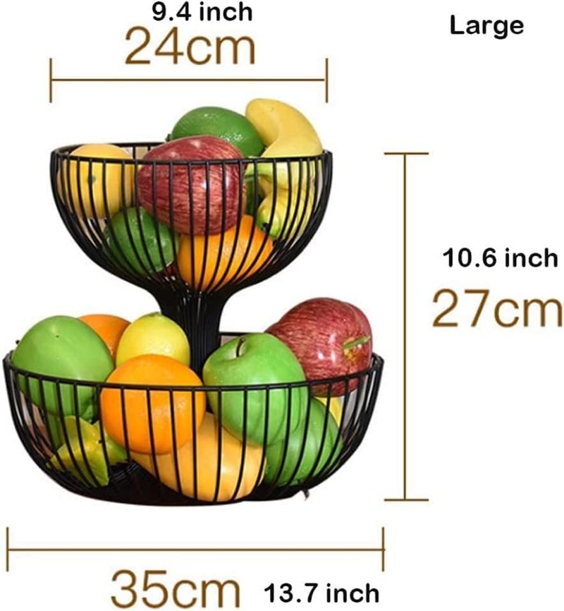CONSILA 2 Tier Fruit Basket for Kitchen Counter top Double Layer Fruit Basket Stand for Storing Organizing Vegetables Counter top Fruit Basket for Kitchen Dining Table - Image 3