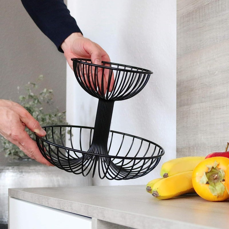 CONSILA 2 Tier Fruit Basket for Kitchen Counter top Double Layer Fruit Basket Stand for Storing Organizing Vegetables Counter top Fruit Basket for Kitchen Dining Table - Image 5