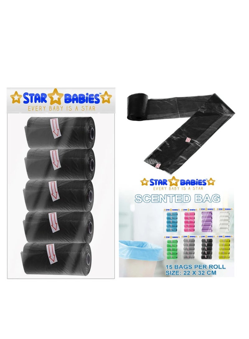 STAR BABiES Combo Pack Scented Bag Pack Of 5 With Dispsoable Towel Pack Of 3   Black  - Image 4