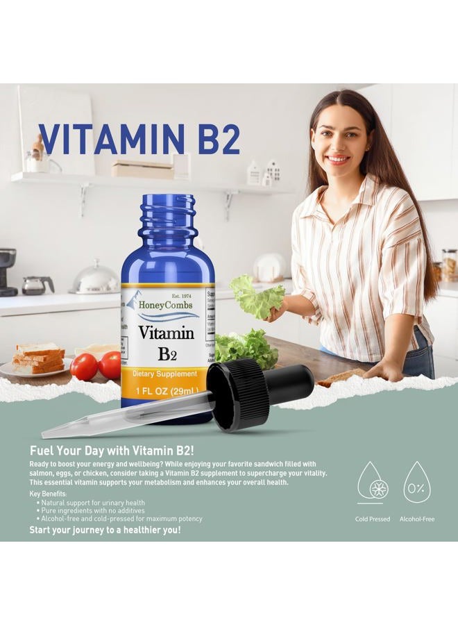 HoneyCombs Amish Trusted Vitamin B2 Drops, B Vitamin Liquid to Support Digestion, Blood Cells & Nervous System, Liquid Vitamins for Hair, Skin and Nails, Alcohol-Free, Non-GMO Riboflavin Extract, 1 Fl Oz. - Image 4