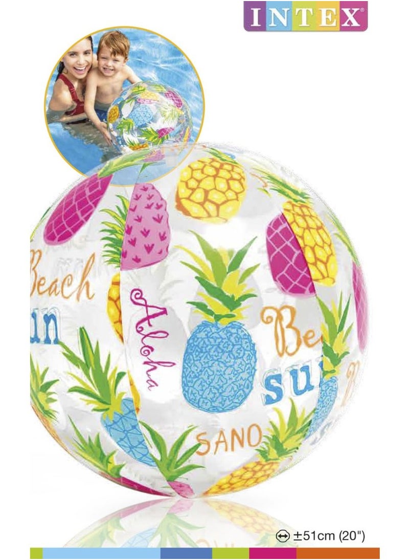 INTEX - 59040NP-Inflatable Lively Print Beach Ball Pineapple Design, 51CM - Image 1