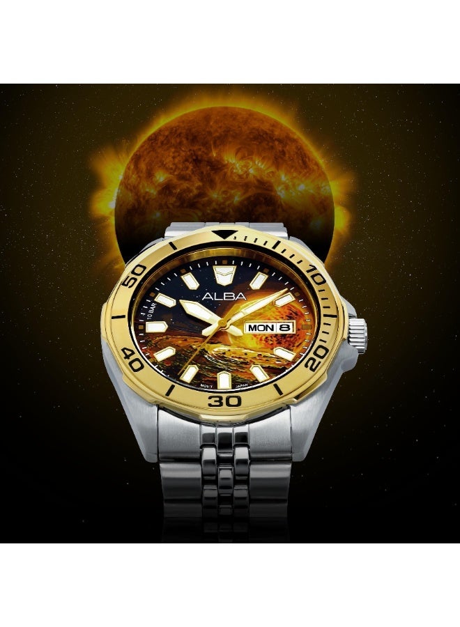 Alba Active Men’s Watch AV3590X2, 42 mm Brown Sun-Graphic Dial, Stainless Steel Case & Bracelet, 100 m WR - Image 5
