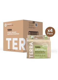 Terra Pack Of 4 Size 4 Toddler Diapers: 85% Plant-Based Diapers, Ultra-Soft And Chemical-Free For Sensitive Skin, Superior Absorbency For Day or Nighttime Diapers, 3D Leak Guards, 100% Biodegradable Bamboo Fibre, Designed For Toddlers Babies 22-30 lb 10 -14 kg, 12-24 Month 18 Count  - Image 1